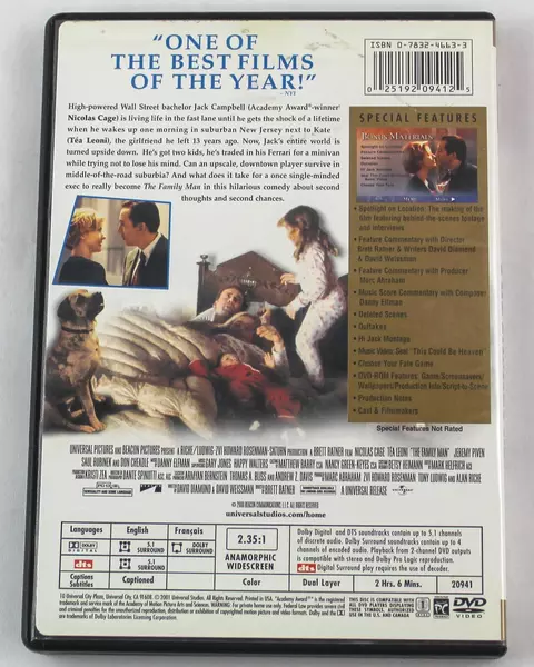Family Man Nicholas Cage Tea Leoni 2000 DVD Widescreen Universal Pictures