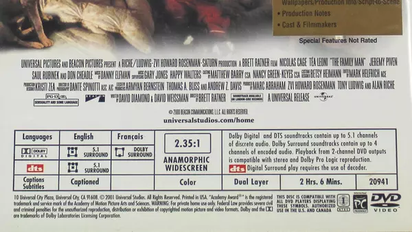 Family Man Nicholas Cage Tea Leoni 2000 DVD Widescreen Universal Pictures