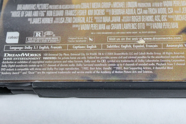 House of Sand and Fog DVD - Pre-Owned, Faint Scratches, As-Is Condition