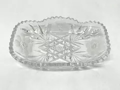 Vintage American Brilliant Glass Bowl Daisy Leaf Star Sawtooth Rim - Chips