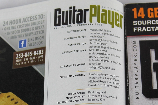 Lot of 2 Guitar Player Magazines Jan & Feb 2013 Vol 47 Newbay Media