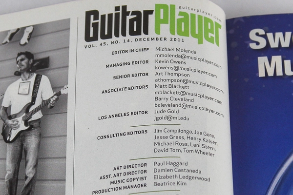 Guitar Player Magazine Dec 2011 Vol 45 No 14 - Good Condition