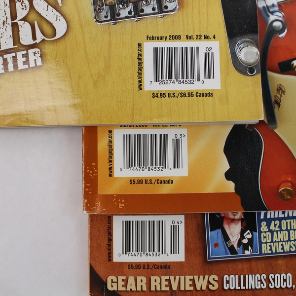 Lot of 3 Vintage Guitar Magazines Feb-Apr 2008 Alan & Cleo Greenwood