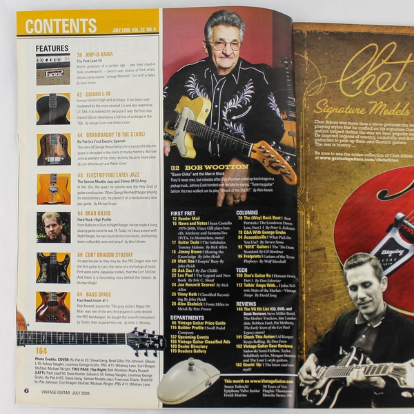 Vintage Guitar Magazine July 2008 Brad Gillis Bob Wootton Good Condition