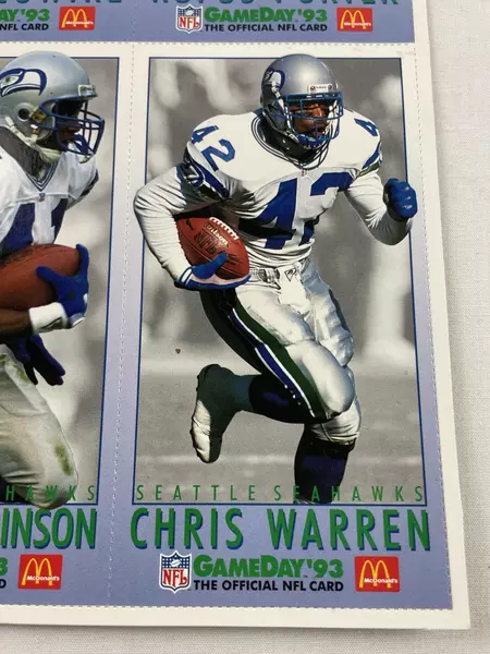 1993 McDonald's Seahawks Gameday Cards Sheet B - NFL Collectible Set