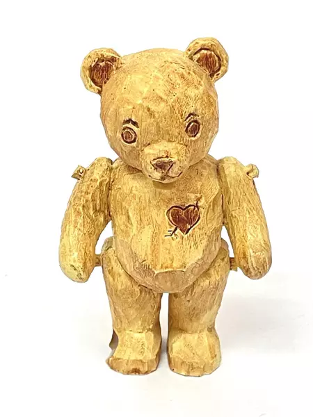 1991 Franklin Mint Carved Wood Teddy Bear Figurine - Pre-Owned, Chip on Foot