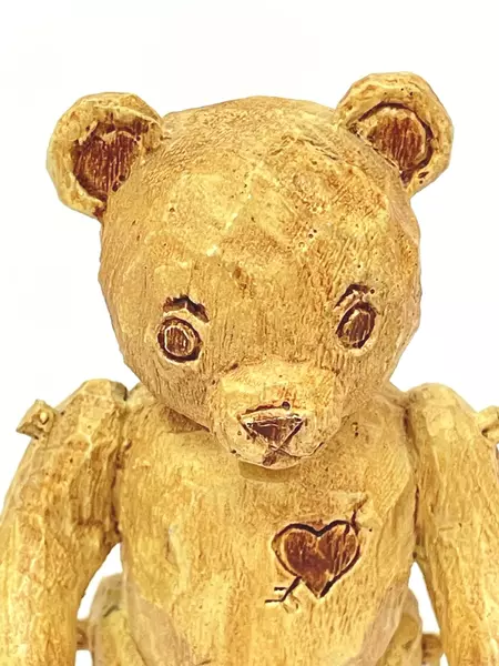 1991 Franklin Mint Carved Wood Teddy Bear Figurine - Pre-Owned, Chip on Foot