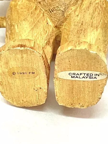 1991 Franklin Mint Carved Wood Teddy Bear Figurine - Pre-Owned, Chip on Foot