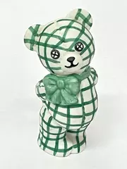 1991 Franklin Mint Gingham Teddy Bear Figurine Americana 2.75" Collectible