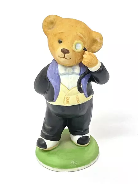 1986 Franklin Mint Reggie Bruin Teddington Bear Porcelain Figurine 3.5"