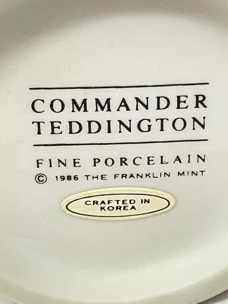 1986 Franklin Mint Commander Teddington Bear Porcelain Figurine 3.5" Collectible