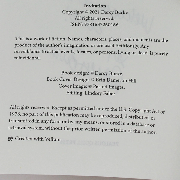 Signed "Invitation" by USA Today Author Darcy Burke Good Condition PB