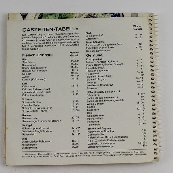 Silit Sicomatic Cookbook 1971 Vintage Cooking Guide & Recipes - Good Condition