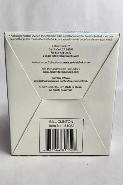 Celebriducks Rubber Ducky Bill Clinton Robin Hood Bath Duck Bathe NIB 81052 2007