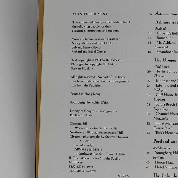Weekends for Two in the Pacific Northwest by Bill Gleeson 1994 Book