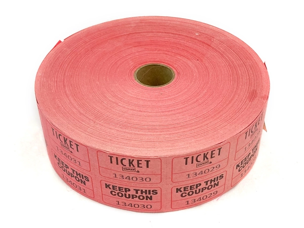 Staples Recycled Double Ticket Red Roll 2000 Count 19163 Pre-Owned Raffles