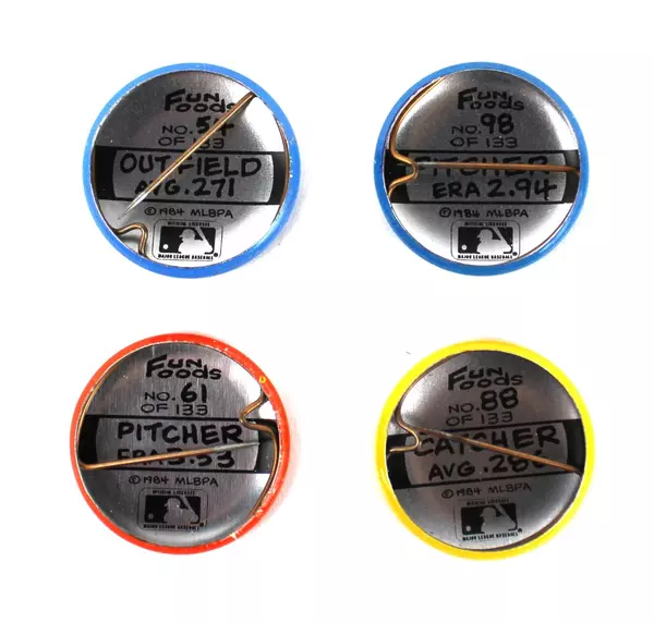 Lot of 4 Vintage 1984 MLB Funfoods Player Pins - Lynn, Soto, Pena, Lopez