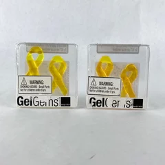 Lot of 2 Gel Gems Yellow Awareness Ribbon Window Clings NIP XSmall 1.75"