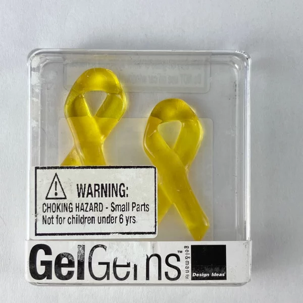 Lot of 2 Gel Gems Yellow Awareness Ribbon Window Clings NIP XSmall 1.75"