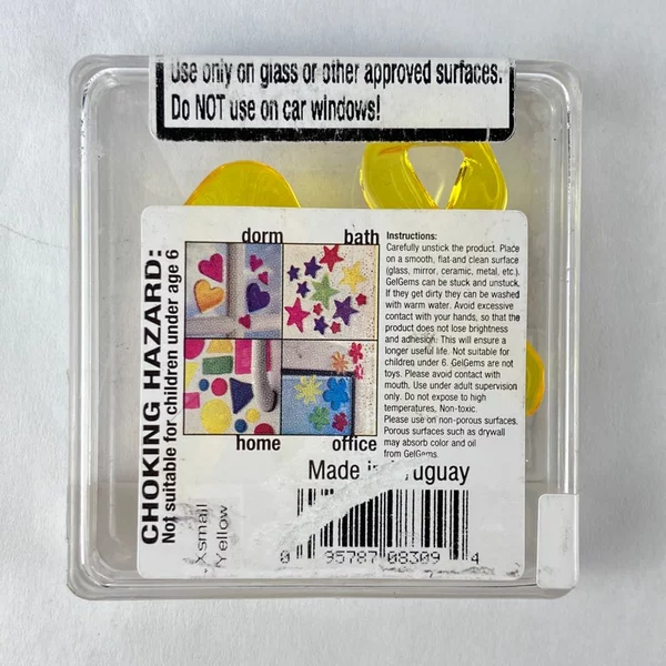 Lot of 2 Gel Gems Yellow Awareness Ribbon Window Clings NIP XSmall 1.75"