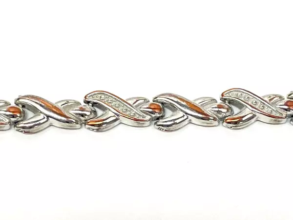 Lot of 2 Silver Tone Rhinestone Bracelets 7.25" Spiral Dot Pattern