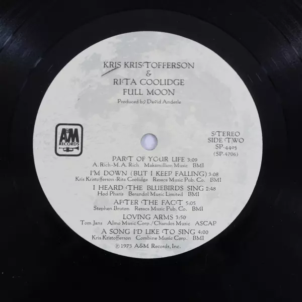 Kris Kristofferson & Rita Coolidge Full Moon Vinyl Record Used As-Is