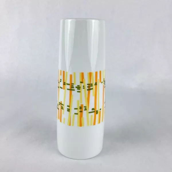 NotNeutral Now Art Deco Vase 6.5" Tall White Colorful Lines Home Decor