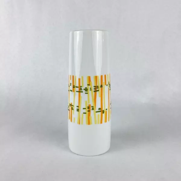NotNeutral Now Art Deco Vase 6.5" Tall White Colorful Lines Home Decor