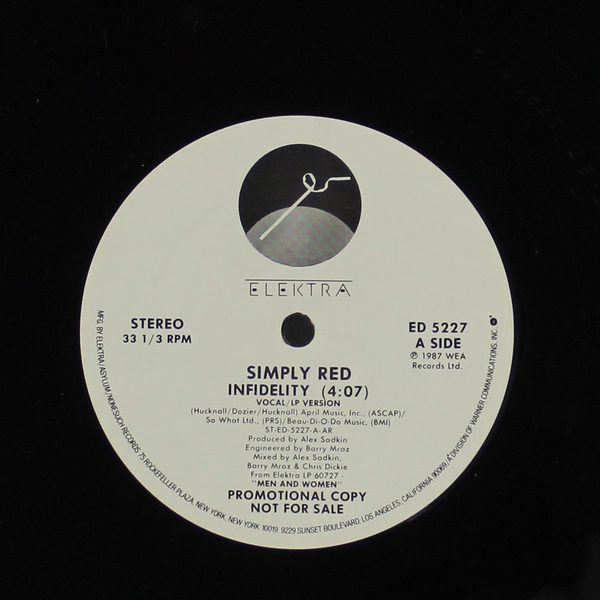Simply Red Infidelity Promo Vinyl Record 33RPM Elektra - Used, As-Is