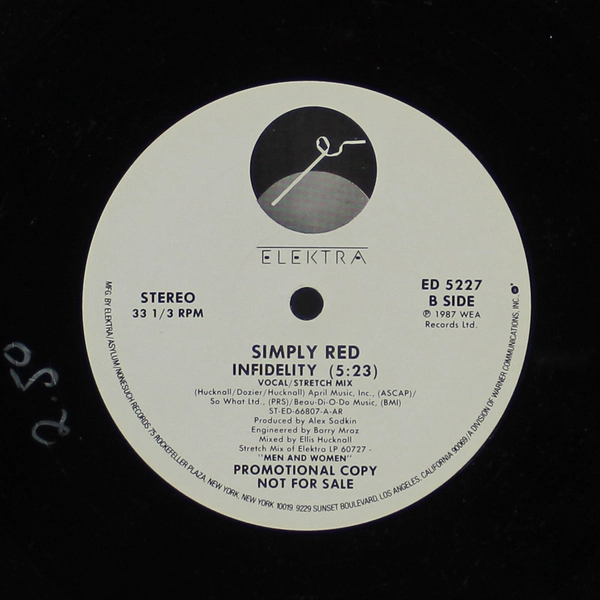 Simply Red Infidelity Promo Vinyl Record 33RPM Elektra - Used, As-Is