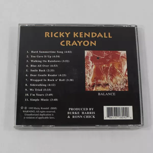 Ricky Kendall Crayon CD 1995 Pop Rock BMI Records Good Condition, As-Is