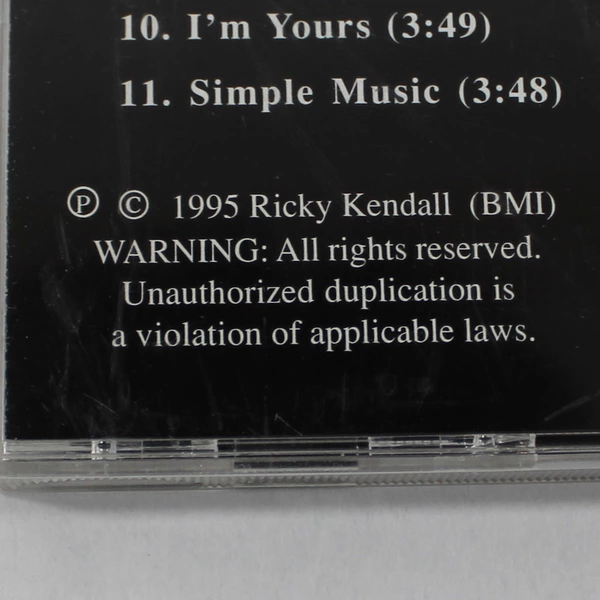 Ricky Kendall Crayon CD 1995 Pop Rock BMI Records Good Condition, As-Is