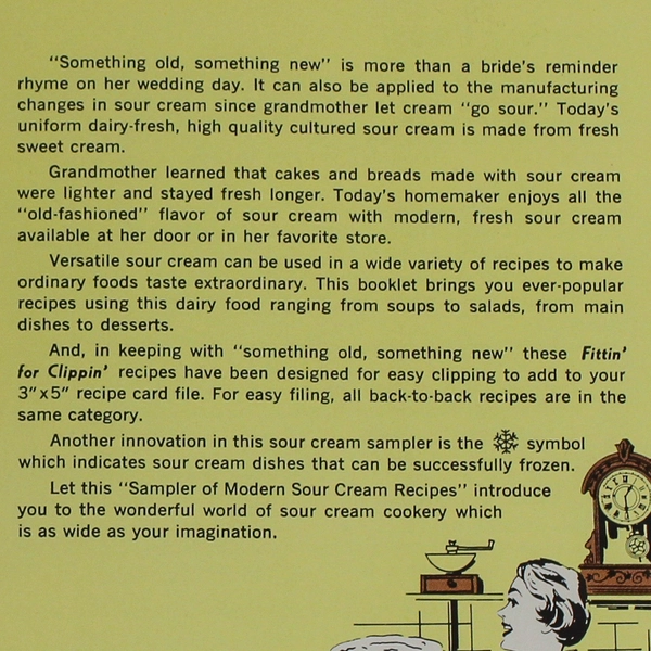 Modern Sour Cream Recipes Book by American Dairy Association Good Condition
