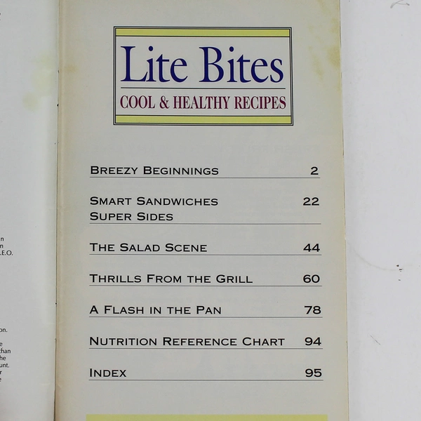 Best Recipes Lite Bites Cookbook 1995 - Cool & Healthy Recipes, Good Cond.