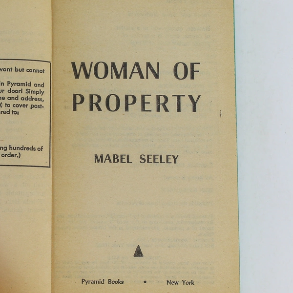 Woman of Property by Mabel Seeley 1947 Pyramid Books Paperback Novel