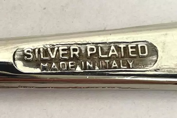 Lot of 2 Vintage Silverplated Salad Serving Utensils Made in Italy Tarnished