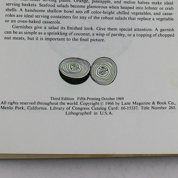 Sunset Salad Book Revised Edition 1969 Cookbook - Good Pre-Owned Condition