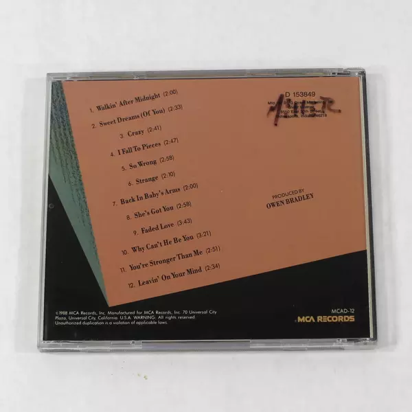 Patsy Cline 12 Greatest Hits CD BMG 1988 Country Music MCAD-12