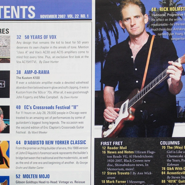 Vintage Guitar Magazine Nov 2007 Vol 22 No 1 PRS Guitars Pre-Owned