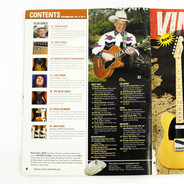 Vintage Guitar Magazine Sept 2007 Gary Moore PRS Guitars Vol 21 No 11