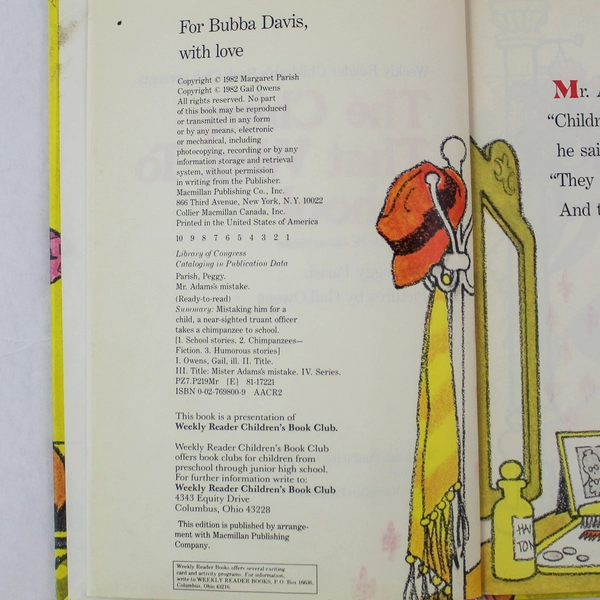 Vintage The Chimp That Went To School by Peggy Parish Hardcover Book 1982