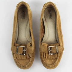 Alex Marie Women's Brown Leather Moccasins Slippers Size 6.5 Kiltie Buckle