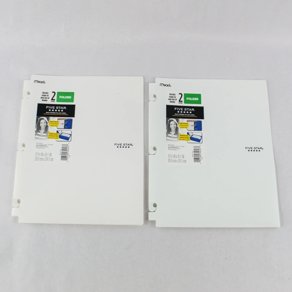 Lot of 2 Mead Five Star White 2-Pocket Folders X-597 for School Supplies