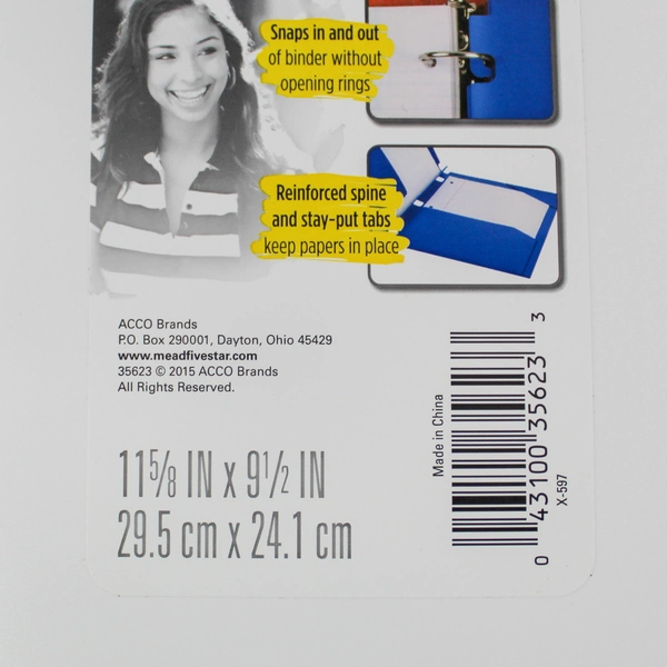 Lot of 2 Mead Five Star White 2-Pocket Folders X-597 for School Supplies