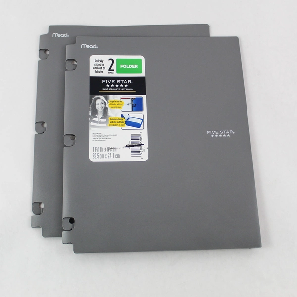 Lot of 2 Mead Five Star X-597 Gray 2-Pocket Folders for School Supplies