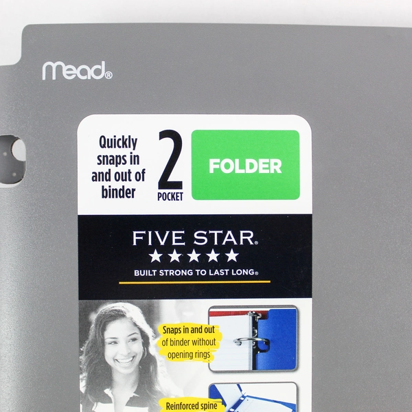 Lot of 2 Mead Five Star X-597 Gray 2-Pocket Folders for School Supplies