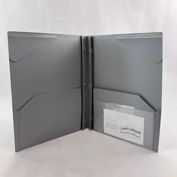 Lot of 2 Mead Five Star X-633 2 Pocket & Prong Folders School Gray Stay Put Tabs