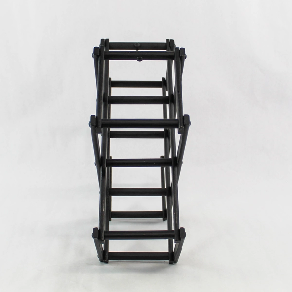 Collapsible Black Wood Wine Bottle Holder Towel Rack 5 Compartment