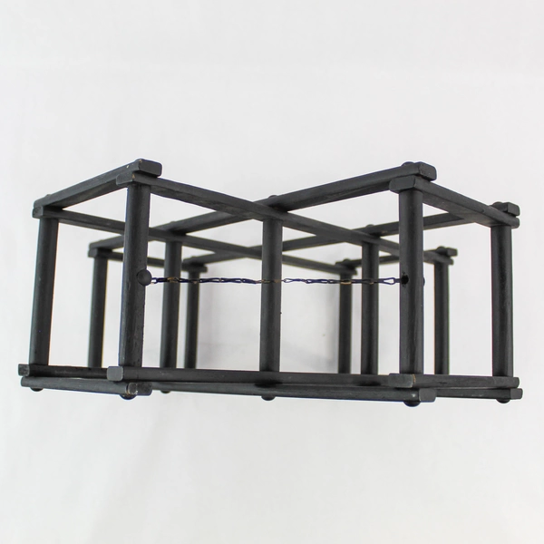 Collapsible Black Wood Wine Bottle Holder Towel Rack 5 Compartment
