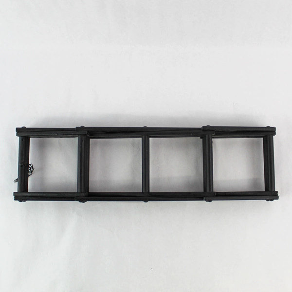 Collapsible Black Wood Wine Bottle Holder Towel Rack 5 Compartment